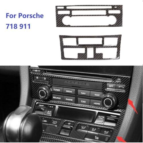 Fit For Porsche 718 911 2012-2019 Dry Carbon Center Console CD Gear Panel Air Button Frame Cover Car Accessories