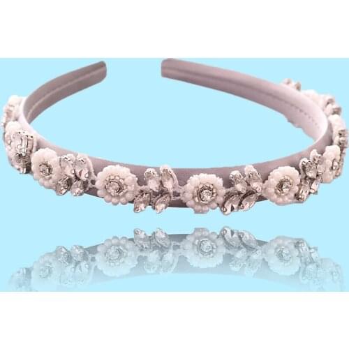 ZMS101-FG Handmade Wedding headband flower pearl Headwear Jeweled and Diamonds Hair Accessories for Bridal Party Bride Headdress