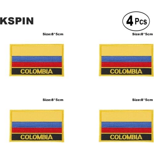 Colombia Rectangular Shape Flag Iron on Saw on Patches Embroidered Flag Patches National Flag Patches for Clothing