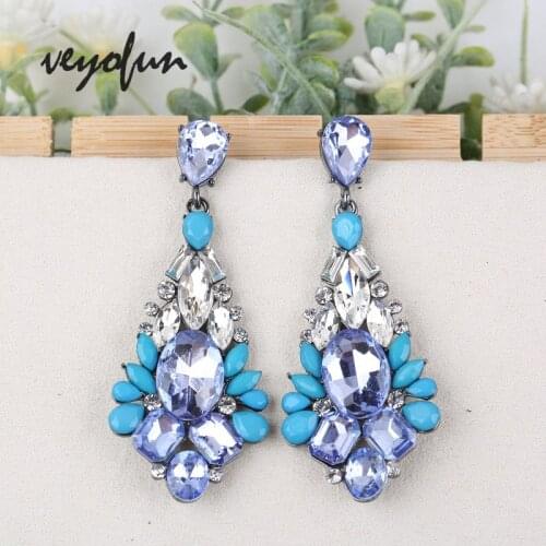 VEYOFUN Vintage Acrylic Crystal Drop Earrings Classic Luxury Bridal Dangle Earrings for Woman Fashion Jewelry Gift New