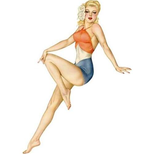 JuYouHui Exterior Accessories Decal Funny Car Stickers Vintage Sexy Girl Vinyl Decals Car Window Motorcycle Decoration PVC 13cm