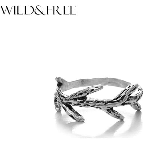 WILD & FREE Bohemian Style Femme Tree Branch Shaped Rings Vintage Antique Gold & Silver Color Alloy Finger Rings Jewelry Gift