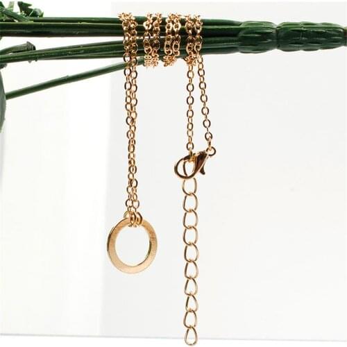 78MM Korean Simple Circle Pendant Necklace Ladies Retro Golden Temperament Charm Alloy Necklace Couple Girlfriends Gift Cheap