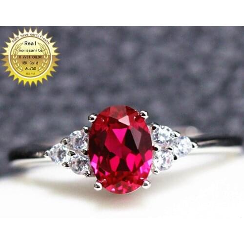 10K Gold ring Lab Created 2ct Ruby and Moissanite Diamond Ring With national certificate Ru-018