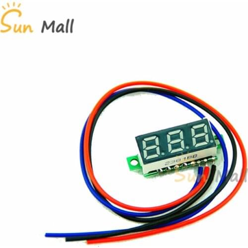 0.28 Inch 4V-30V Mini Voltage Tester Meter LED Screen Digital Voltmeter/Red/Blue Color/3 Wires