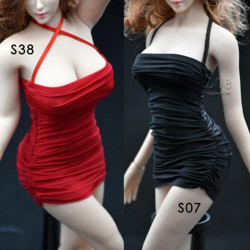 1/6 Short Dress Clothes Mini Skirt Pleated Tight-fitting Suspender Skirt Model for 12" PH S38/39 Figure Action