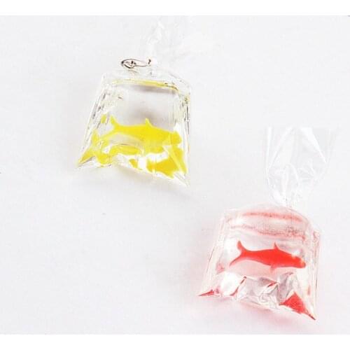 10pcs Creative funny resin goldfish imitation water bag Pendant Earrings Drop food charm Ear Studs tag Jewelry handmade DIY