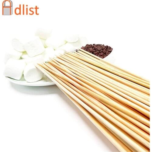 100pcs 30cm x 2.5mm Bamboo BBQ Skewer Disposable Wood Barbecue Grill Skewers Set Food Sticker Needle Picnic Camping Accessories