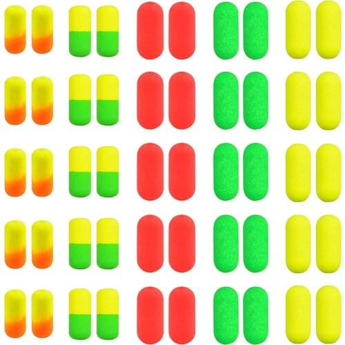 100Pcs/Box Foam Fishing Float Bobbers Cylinder Pompano Fishing Rig Floats Fly Fishing Rig Making Kit For Trout Catfish Walleye