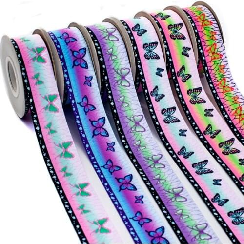 10yds Japan Anime Kimetsu No Yaiba Butterfly Cartoon Printed Grosgrain Ribbon DIY Materials