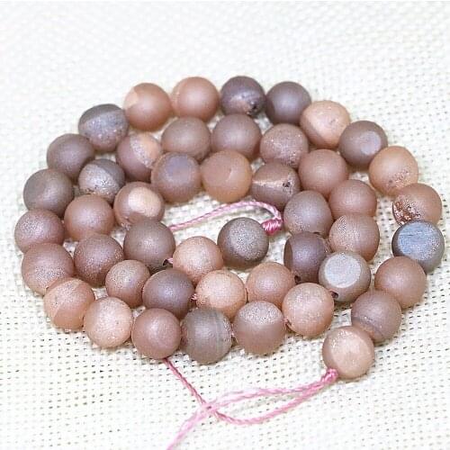 14mm natural drusy carnelian 8 color eletroplate crystal smile round loose spacer beads high quality jewelry making 15inch B1632