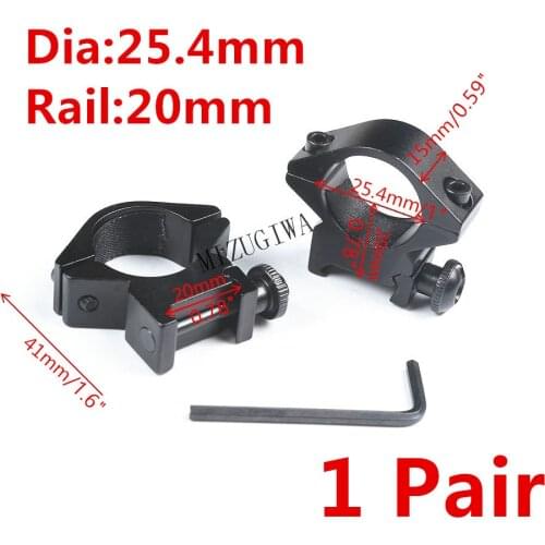 2 pcs Barrel 25.4mm 1" Ring Scope Mount 20mm Doverail Rail Base Weaver fit Laser Sight Light Scope Low Profile Pistol Adapter