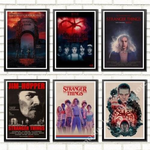 2019 strange things 3 posters vintage wall stickers kraft print art home room decor .Mike and Dustin in 'Stranger Things' poster