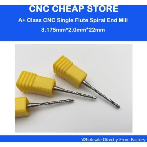 5x 1/8'' Tungsten Carbide HQ Single One Flute Spiral Bit Router Twist Drill Bit Set CED 3.175mm CEL 22mm