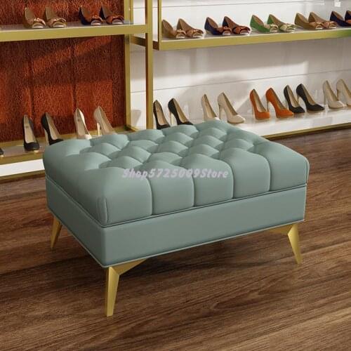 American Nordic Light Luxury Technology Cloth Pull Buckle Metal Feet Living Room Cloakroom Bedroom Net Red Shoes Stool Pedal