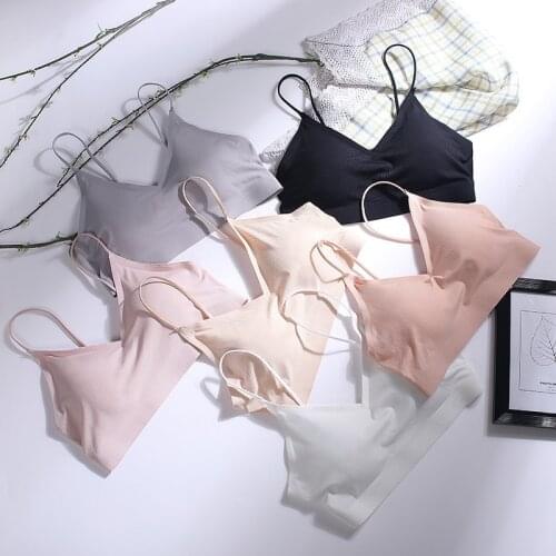 Bralette 2021 Seamless Sexy Sports Bar U-shaped Back Underwear Sling Brassiere Breathable Chest Pad Womens Crop Top