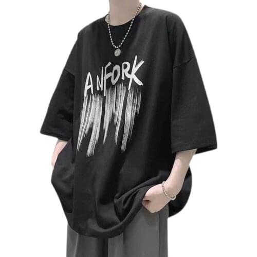Harajuku Black Men O-neck Casual T-shirt Gothic Summer Cool Short Sleeve Tee Shirt Oversize Chic Basic Goth Homme Tee Tops 2021