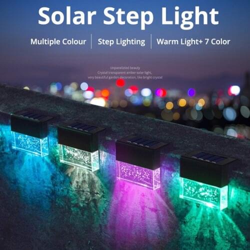 Color LED Solar Deck Lights Fence Light Solar LED Warm Light Outdoor Garden Lights Outdoor Street Lamp Stair Light Step Lights
