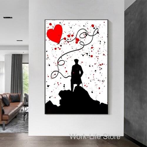 Graffiti Wanderer Above The Sea of Fog Famous Paintings Canvas Painting Street Art Posters and Prints Wall Pictures for Home