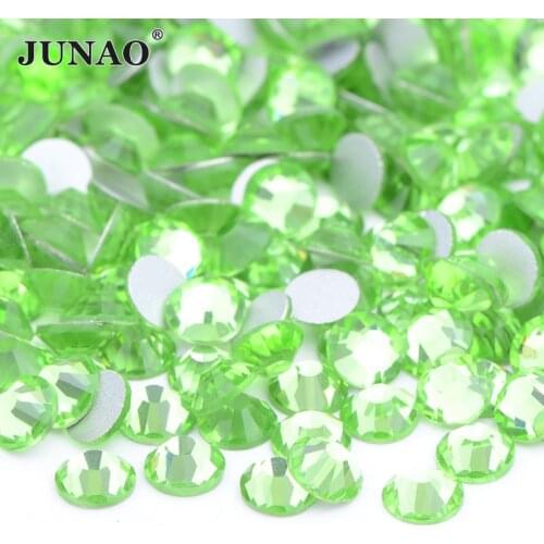 JUNAO SS6 SS8 SS10 SS16 SS20 SS30 Light Green Glass Nail Rhinestones Nail Art Decoration Stones and Crystals Flat Back Strass