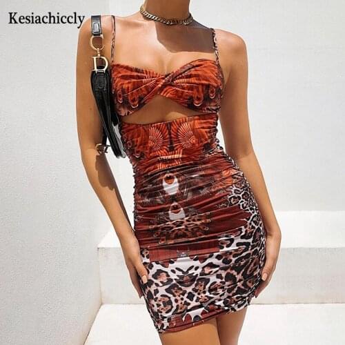Kesiachiccly Ruched Spaghetti Strap Sexy Cut-Out Mini Dress Club Party Sleeveless Draped Women Summer 2021 Dress Bodycon Outfits