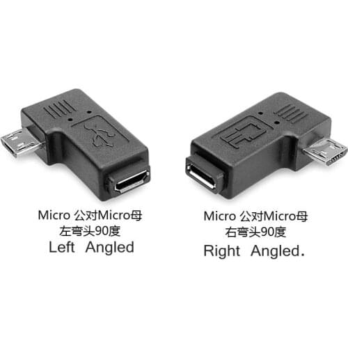 Connector Left & Right Angle Micro USB Male 90 Degree USB Male to Micro Female Plug Adapters