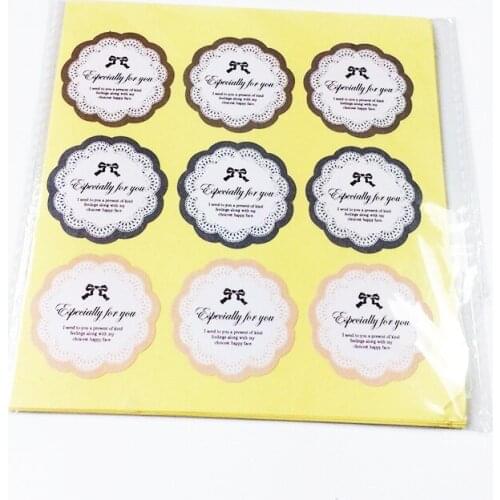 Free Shipping 900pcs/lot Kawaii Round Lace Flower Sealing Sticker Diary Sticker Cake Biscuit Package Label Christmas Gift
