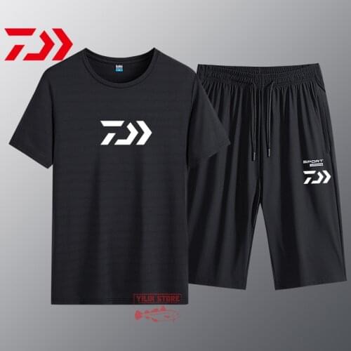 2021 Daiwa Mens Summer Fishing Short Sleeve Suit Running Fitness Clothes Quick-drying T-shirt Outdoor Fishing Casual Outfit Sui