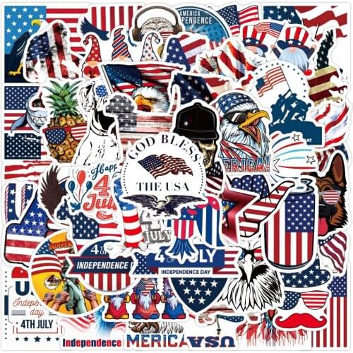 10/30/50PCS Independence Day American Flag Stickers Skateboard Guitar Laptop Phone Luggage Bike Graffiti Sticker Decal Kid Toy