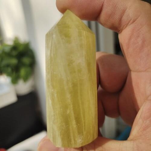 1pcs 6.9-7.5cm natural yellow crystal pillars with single pointed column yellow crystal rough stone