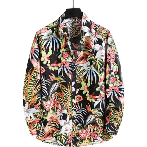 Multiple Models Hawaii Shirt Men Floral Printed Colorful Leaf Long Sleeve New Fashion Casual Holiday Slim Shirts Plus Size L-7xl