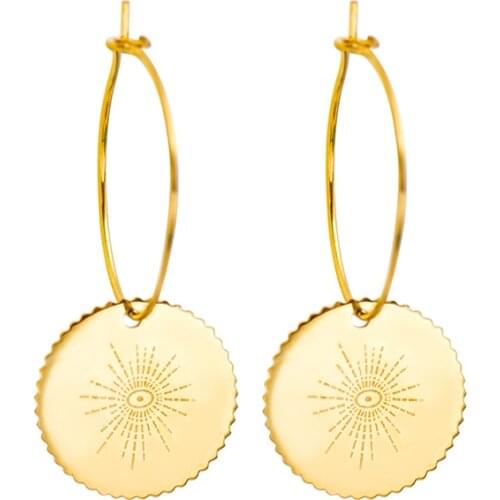 Fever&Free New Gold Round Hoop Earrings For Women Stainless Steel Thin Circle Earrings Bohemian Jewelry