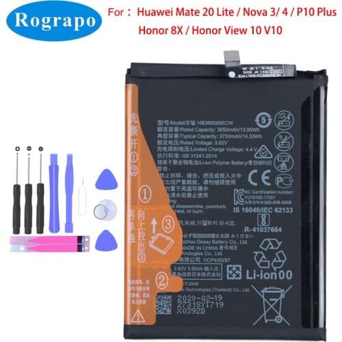 Original 3750mAh HB386589ECW Battery For Huawei Mate 20 Lite / Honor 8X / View 10 Lite / Nova 3 4 / P10 Plus JSN-L21 L22 L23 L42
