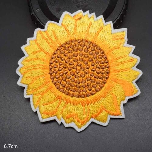 Sunflower Sun Flower Plants Iron On Embroidered Clothes Patches For Clothing Wholesale