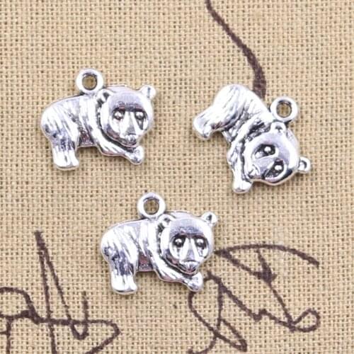 10pcs Charms China panda animal 14x17mm Antique Silver Color Pendants Making DIY Handmade Tibetan Finding Jewelry