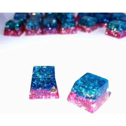 Pure Handmade Resin Keycap Keycaps Jewelry Blue Pink 2.0 OEM R4 Height Key Cap For Cherry MX Mechanical Gaming Keyboard