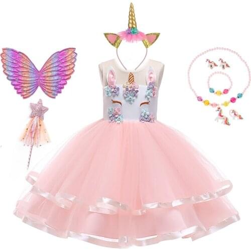 Christmas Girls Elsa Cosplay Dress Fancy Costume Girl Unicorn Halloween Birthday Party Children Princess Clothes