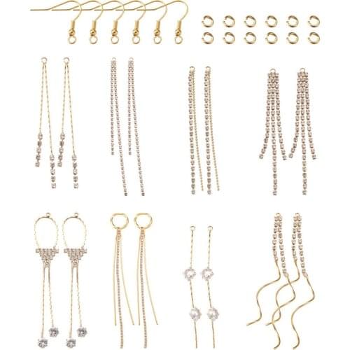 Tassels Earrings Jewelry Making Kit with Cubic Zirconia & Rhinestone Crystal Long Tassel Pendants for Drop Dangle Earrings DIY