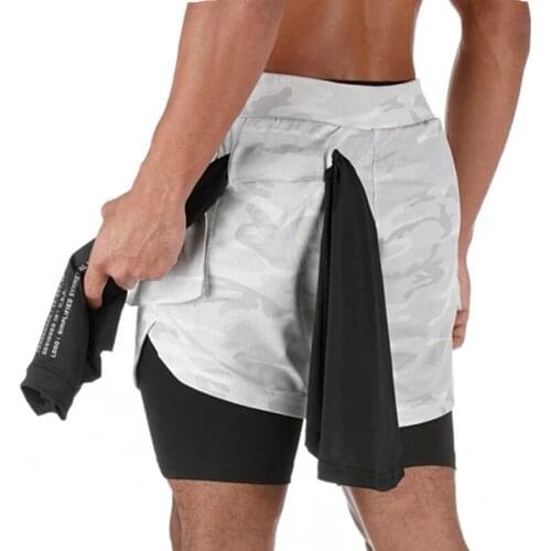 Summer men 2 in 1 shorts casual outdoor loose shorts male running training fitness shorts pockets brand fashion pants