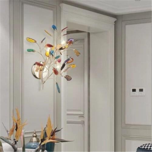 Nordic Agate Wall Light Living Room Modern Personality Simple Bedside Light Bedroom Model Room Luxury Color Villa Wall Light