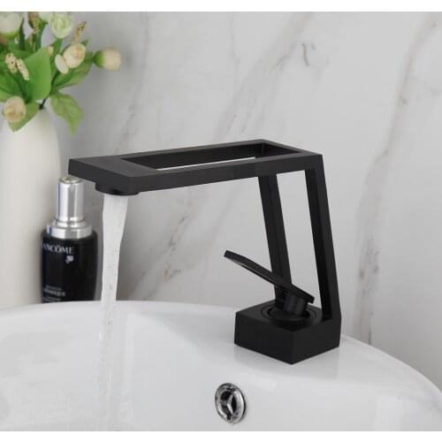 ZAPPO Bathroom Basin Faucet Creative Designed Modern Brass Waterfall Flat Duckbill Bathroom Sink Hot Cold Water Mixer Tap