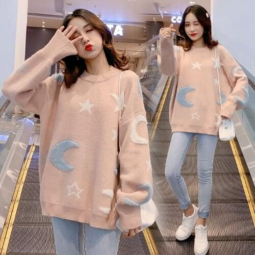 Starry sky Maternity Sweaters Autumn Winter Large Size Loose Knitted Pullovers Clothes for Pregnant Women Pregnancy Clothing