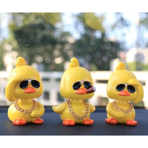 Shaking Head Duck Car Decoration Cute Shaking Head Yellow Duck Creative Auto Interior Decoration Car Goods Interior Accessories