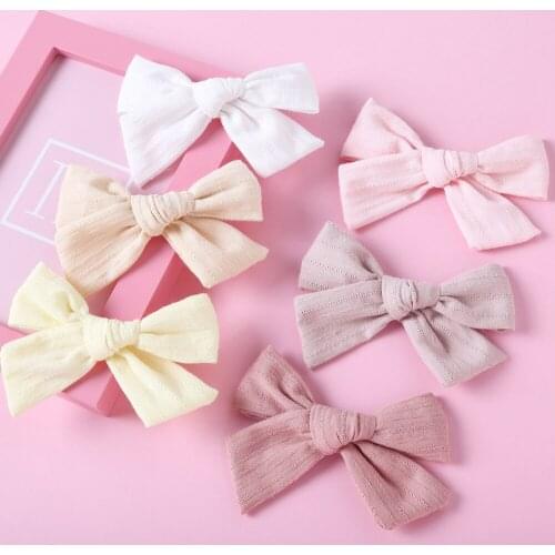 Baby Hair Clip Cotton Linen Girls Bows Hairpin Soft Infant Stripe Barrette Jacquard Children Spring Summer Hair Accessories New