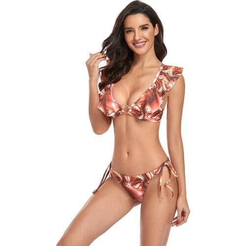 Women Bikini Set Ruffled Padded Swimwear 2021 Bathing Suit High Waist Bathing Swimsuit Brand New and High Quality Swimsuit