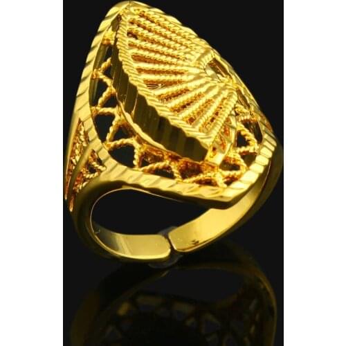 Sector Shape Ethiopian Wedding Gold Ring For Women 24k Gold Color Free size Ring African/India/Kenya/Middle East Item