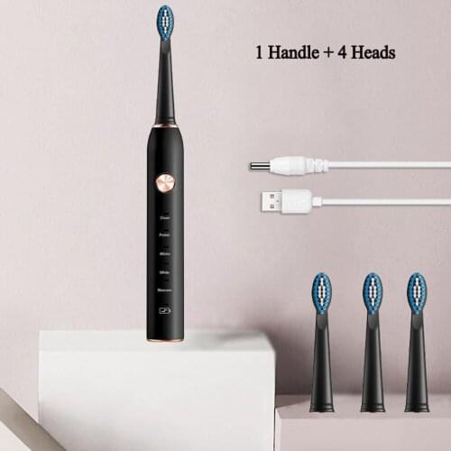 USB Rechargeable Soft Bristled Smart Toothbrush USB Charging 5 Modes Ultrasonic Automatic Brushing Timer Waterproof