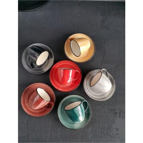 12 piece Porcelain Coffee Cup Pad Set Espresso Turkish Coffee Set Colorful Gift Coffee Presentation Cup Pad