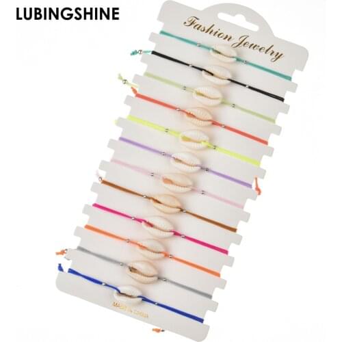 12pcs/Set Bohemian Shell Beads Bracelets Set Adjustable Handmade Braided Rope Chain Bracelet for Women Girl Fashion Cuff Jewelry