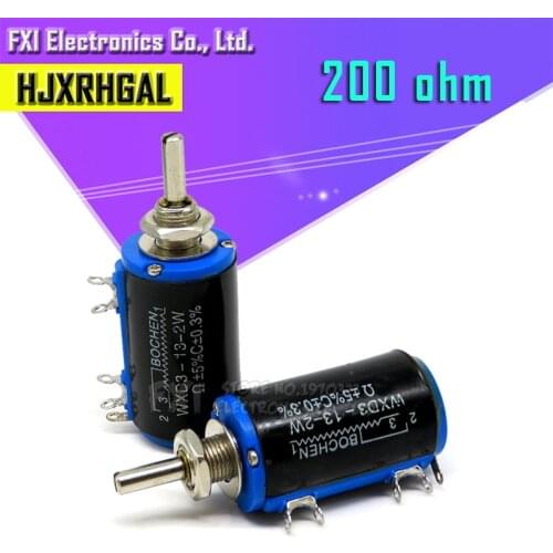 2PCS WXD3-13-2W 200 ohm WXD3-13 2W Rotary side Rotary Multiturn Wirewound Potentiometer